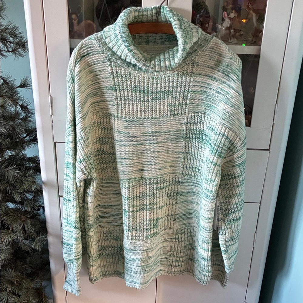 Liz Claiborne sz XXL Chunky Women's Green Knit Wool Blend Sweater nwt